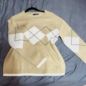 Stiched Green and White Preppy Sweater